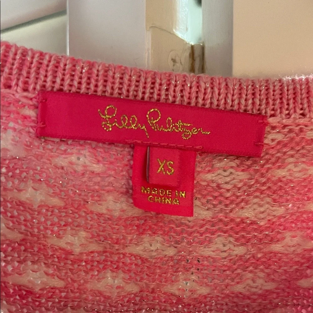Lilly Pulitzer Pink and White Cardigan - Picture 2 of 4